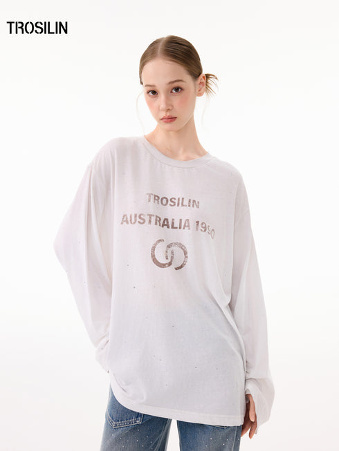 Vintage Spray Paint Distressed Long Sleeve T-Shirt