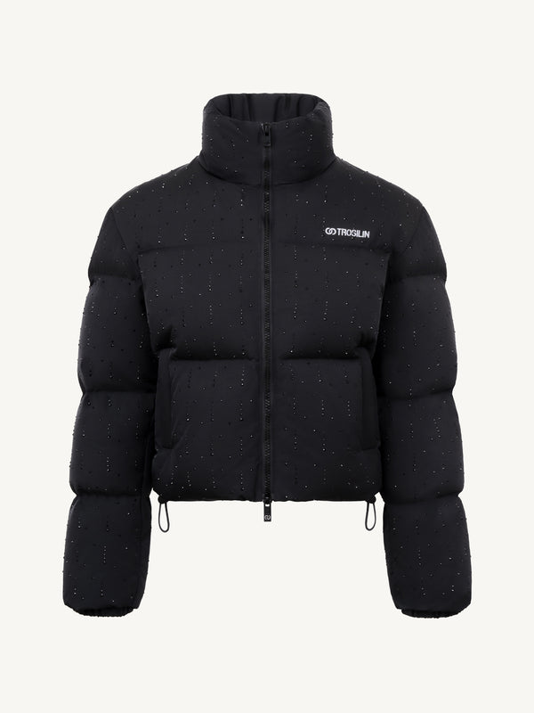 Midnight Meteor Shower High-Neck Rhinestone Down Jacket