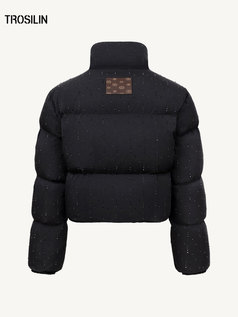 Midnight Meteor Shower High-Neck Rhinestone Down Jacket