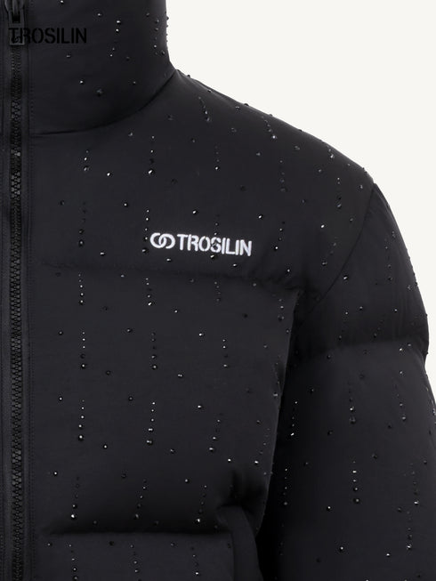 Midnight Meteor Shower High-Neck Rhinestone Down Jacket