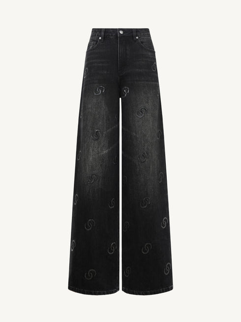Meteor Shower Sequin Monogram Denim Jeans