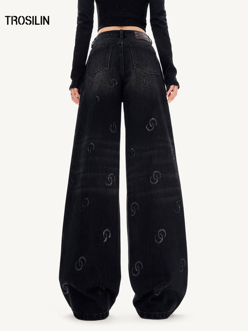 Meteor Shower Sequin Monogram Denim Jeans