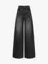Black Star & Moon Rhinestone High-Waist Wide-Leg Denim Jeans