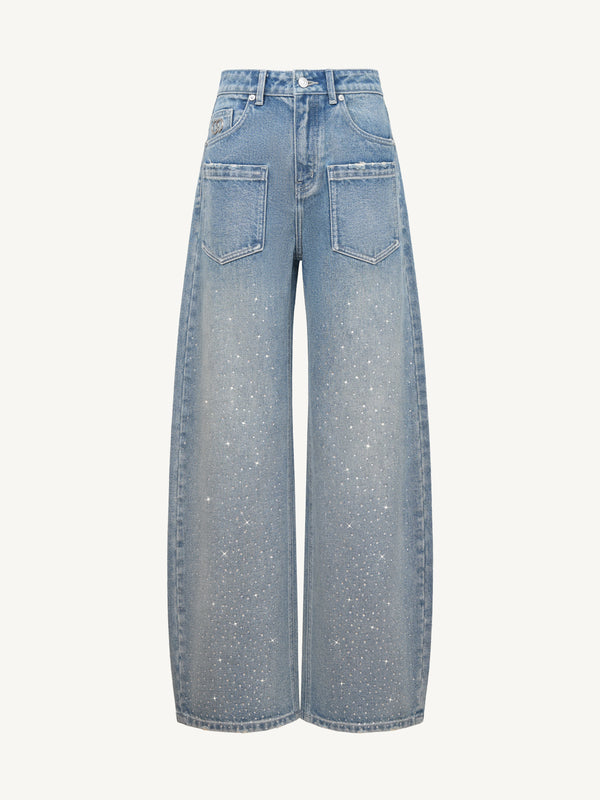 Inside-Out Rhinestone Denim Jeans
