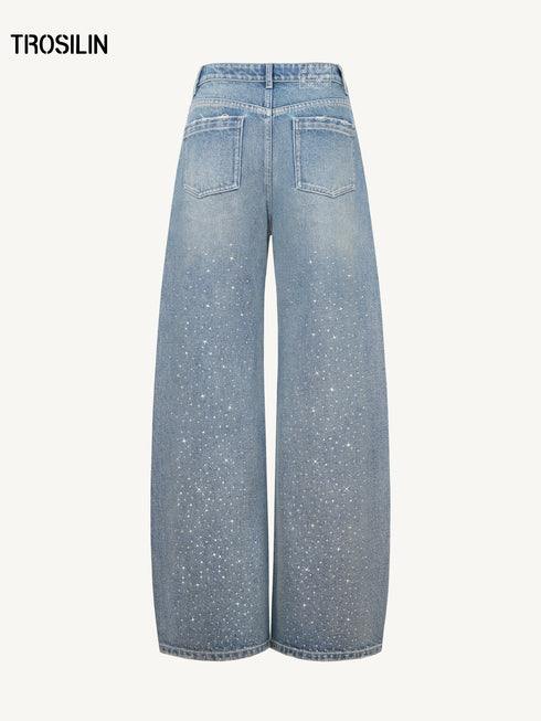 Inside-Out Rhinestone Denim Jeans