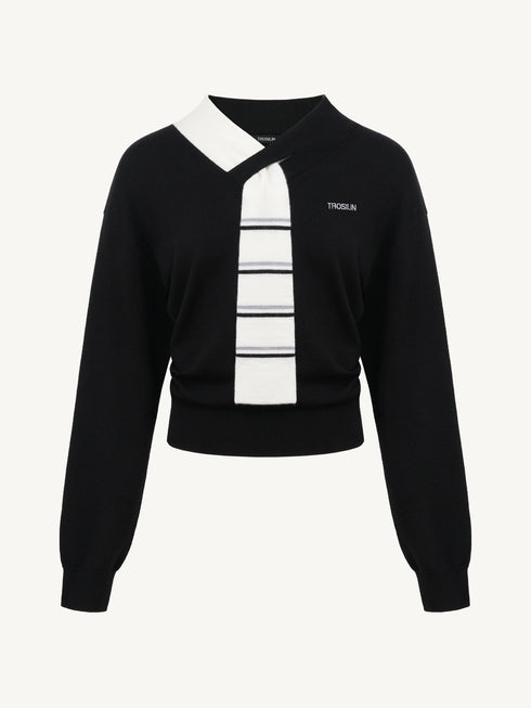 Striped Ascot Sweater