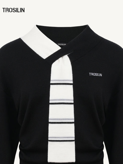 Striped Ascot Sweater