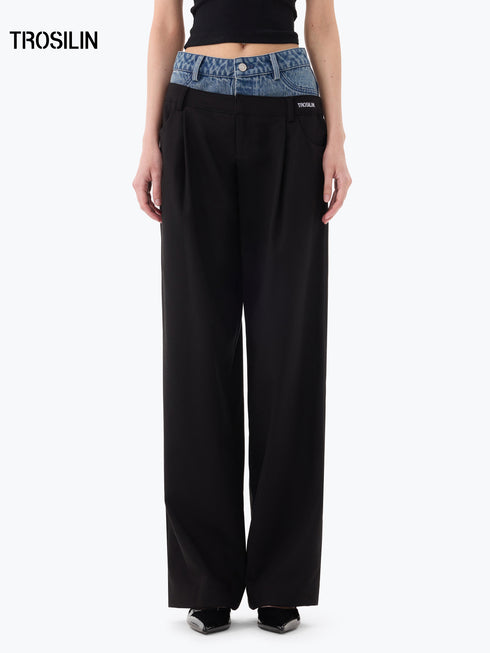 Deconstructed Patchwork Wide Leg Pants