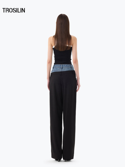 Deconstructed Patchwork Wide Leg Pants