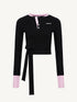 Contrast Lace-Up Long Sleeve Tee
