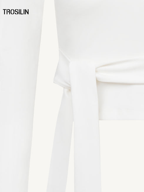 Contrast Lace-Up Long Sleeve Tee