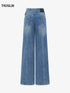 Crystal Strap Asymmetric Waist Wide-Leg Denim Jeans