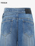 Crystal Strap Asymmetric Waist Wide-Leg Denim Jeans