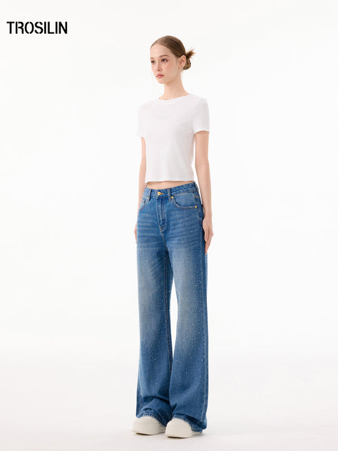Indigo Crystal Flared Pants