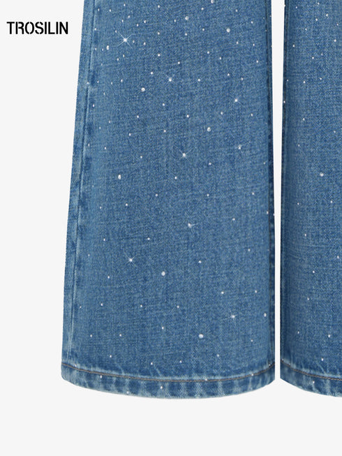 Indigo Crystal Flared Pants