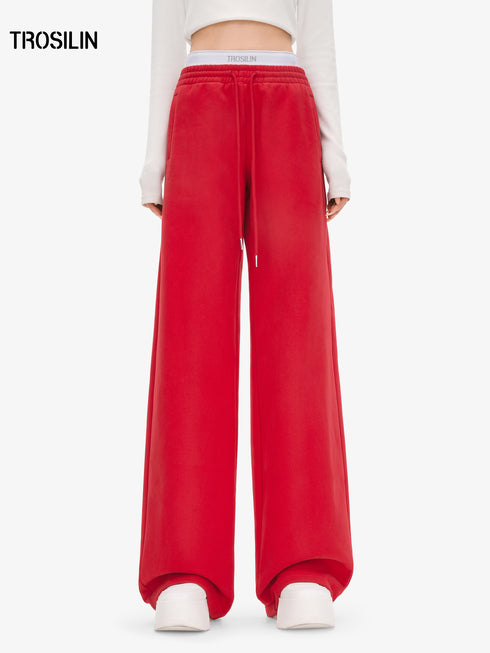 Avenue Red Layered Waistband Sweatpants