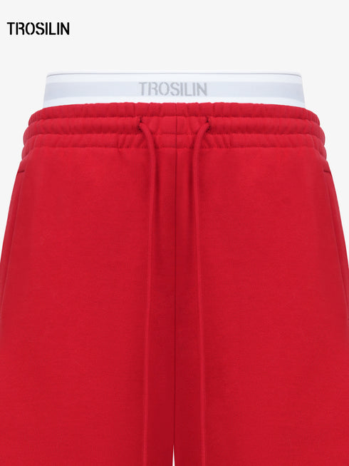Avenue Red Layered Waistband Sweatpants