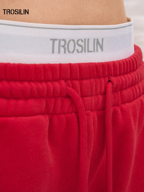Avenue Red Layered Waistband Sweatpants