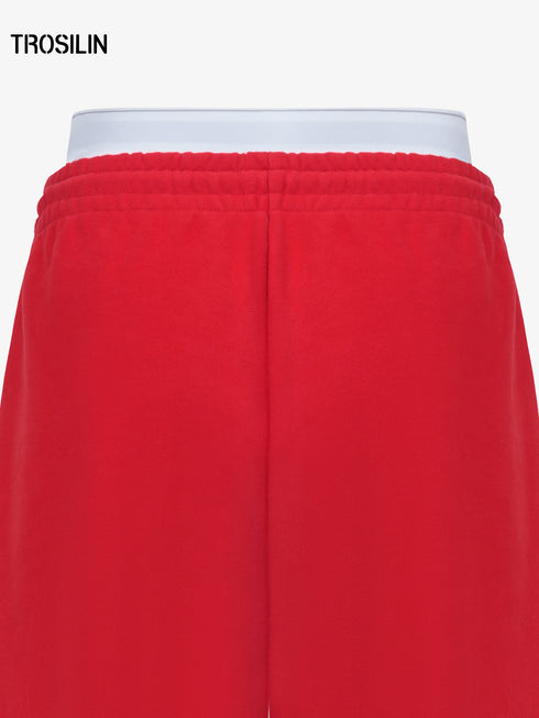 Avenue Red Layered Waistband Sweatpants