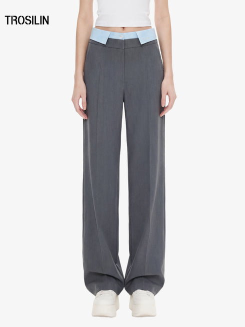 Hybrid fog gray wide-leg trousers