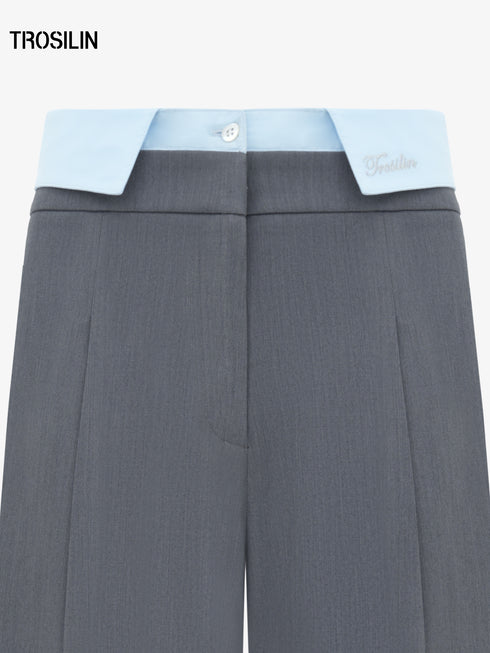 Hybrid fog gray wide-leg trousers