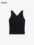 Black Zip V-Neck Sports Tank Top