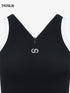 Black Zip V-Neck Sports Tank Top