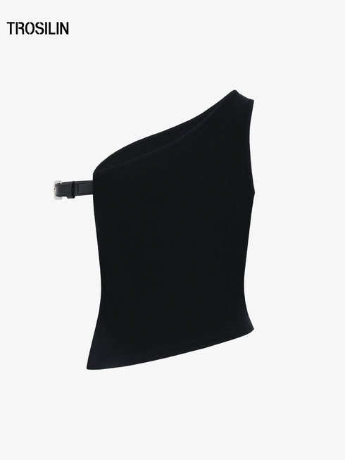 Black zip-front v-neck fitted camisole