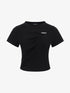 Obsidian pleated short crop t-shirt