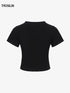 Obsidian pleated short crop t-shirt