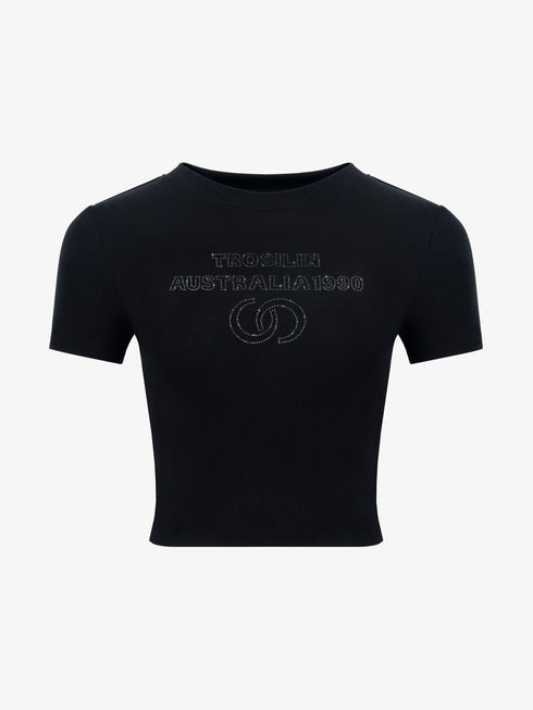 Black crystal-embellished t-shirt