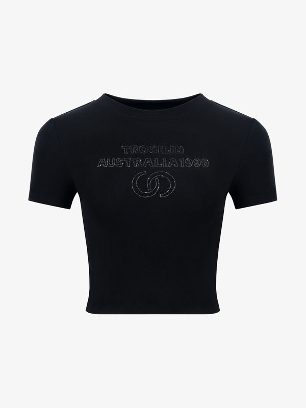 Black crystal-embellished t-shirt