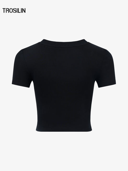 Black crystal-embellished t-shirt
