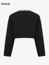 Black track-inspired cropped zip-up jacket