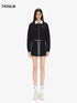 Black track-inspired cropped zip-up jacket