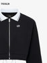 Black track-inspired cropped zip-up jacket