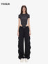 Black all-over print short sleeve bodysuit