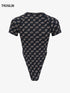 Black all-over print short sleeve bodysuit