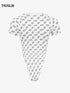White all-over print short sleeve bodysuit