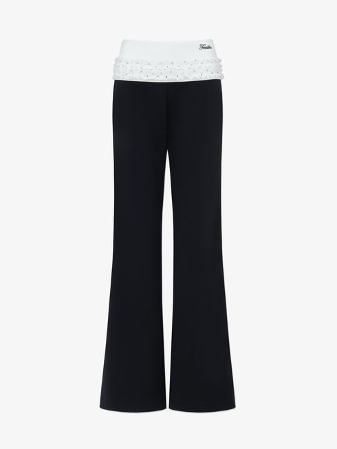 DOTTED LUXE Flared Low-Waist Trousers