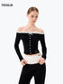 DOTTED LUXE Off-Shoulder Ruffle Top