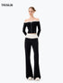 DOTTED LUXE Flared Low-Waist Trousers