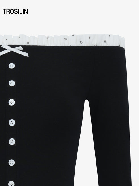 DOTTED LUXE Off-Shoulder Ruffle Top