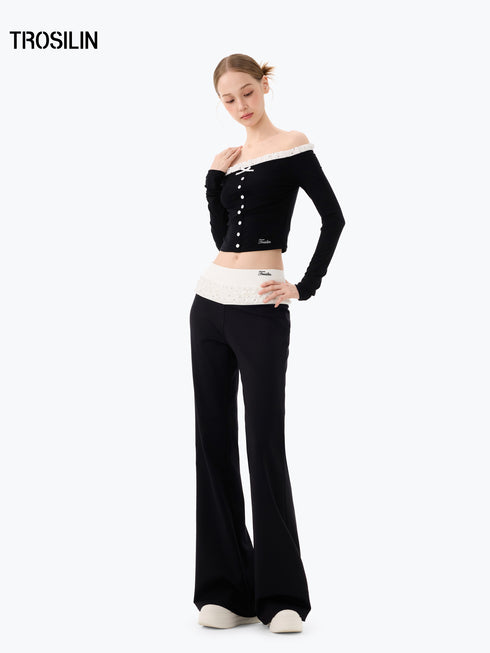 DOTTED LUXE Off-Shoulder Ruffle Top