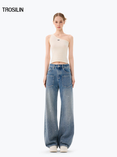 Lune White One-Shoulder Knit Tank